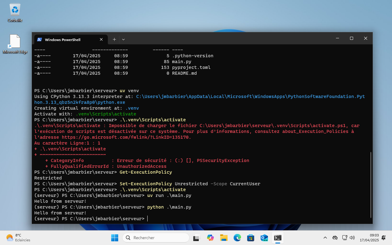 Installation windows : lancement de programme