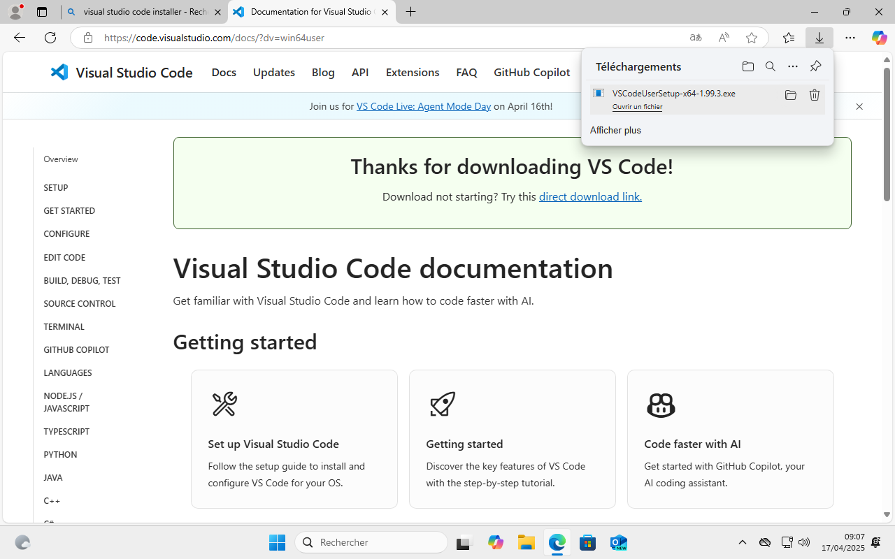 Installation windows : CLUF Vscode