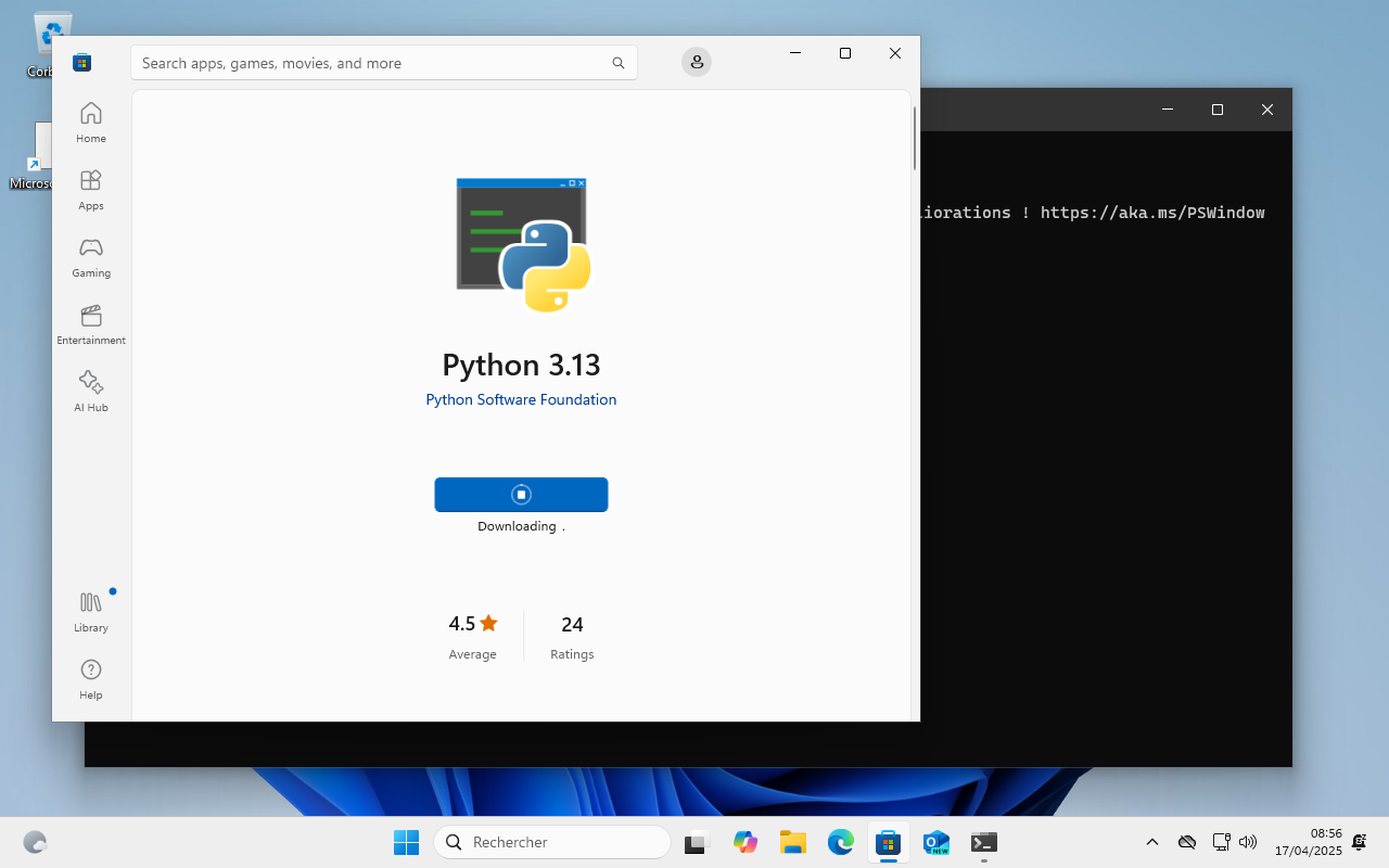 Installation windows : installation de python